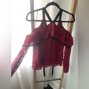 Lace cold shoulder top